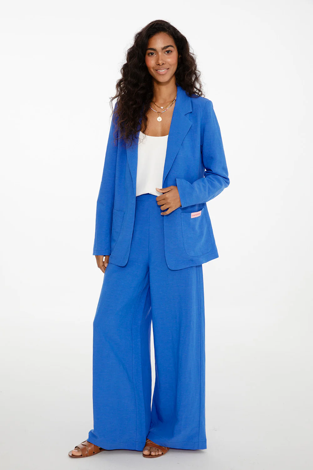Marynarka z lnem Blue Margarita - Image 5