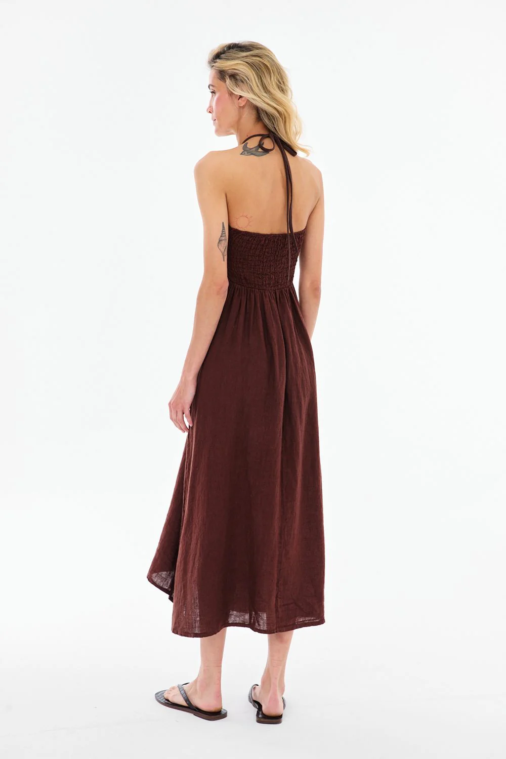 Sukienka lniana Deep Tan - Image 6