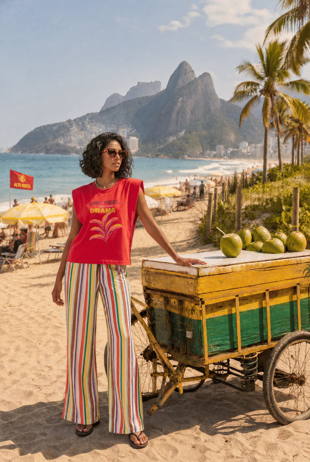 Szerokie spodnie lniane Copacabana